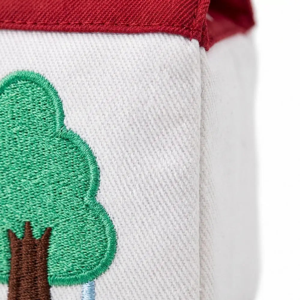 Kawaii Large Capacity Cartoon House Earphone Bag And Embroidery Storage Coin Purse In Red Polyester