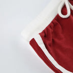 Embroidery Letter Contrast Set With Backless Camisole Top And Drawstring Elastic Shorts