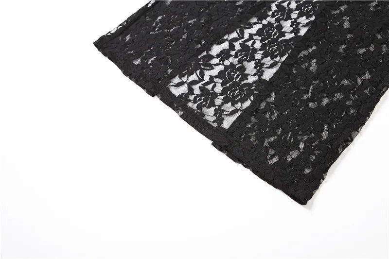 Sexy Lace Black Maxi Dress Nightclub Bodycon Silhouette