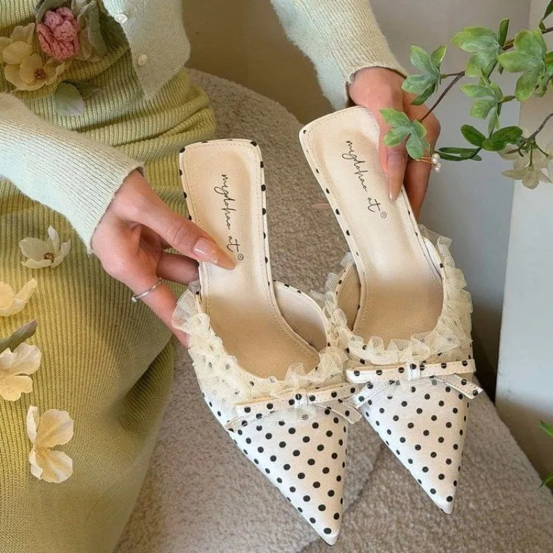 Velvet Lace Bow Heels For Elegant Outfits With Delicate Silhouette And Timeless Charm