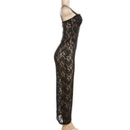 Sexy Lace Black Maxi Dress Nightclub Bodycon Silhouette
