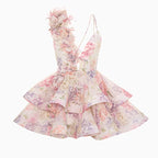 Petal 3D Flower Ruffle Camisole Dress With V Neck Backless Evening Look
