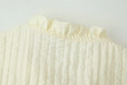 Lightweight Blouse With Puff Sleeves Tie Neck Ruffle Collar Retro Style