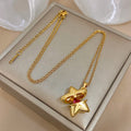Openable Star And Heart Zircon Necklace In Stainless Steel Romantic Womens Jewelry