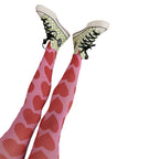Tie Dye Mesh Stockings With Sheer Finish And Hollow Out Pattern