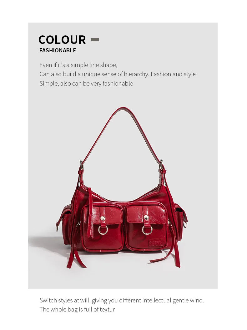 Urban Minimalist Women's Shoulder Bag in PU Leather With Zipper