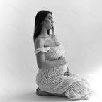 Elegant Maternity Pleated Maxi Gown With Flattering