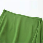 Soft Ruffle High Waist Midi Skirt With Asymmetrical Hem