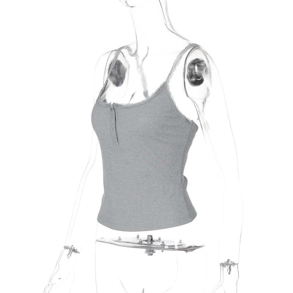 Square Collar Backless Single Breasted Ruffles Camisole