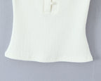 O Neck Slim White Cotton Tee For Women Short Sleeve