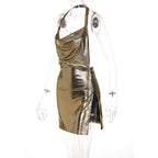 Sequin Backless Party Dress With Hanging Neck