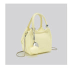 Romantic Litchi Grain Mini Shoulder Bag With Heart Pendant And Delicate Chain Strap