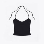 Lace Up Halter Tank And Suspender Long-sleeves Open Back Design For Chic Vibe