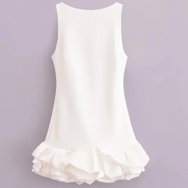 Backless Ruffle Mini Dress Sleeveless Bodycon Party Outfit