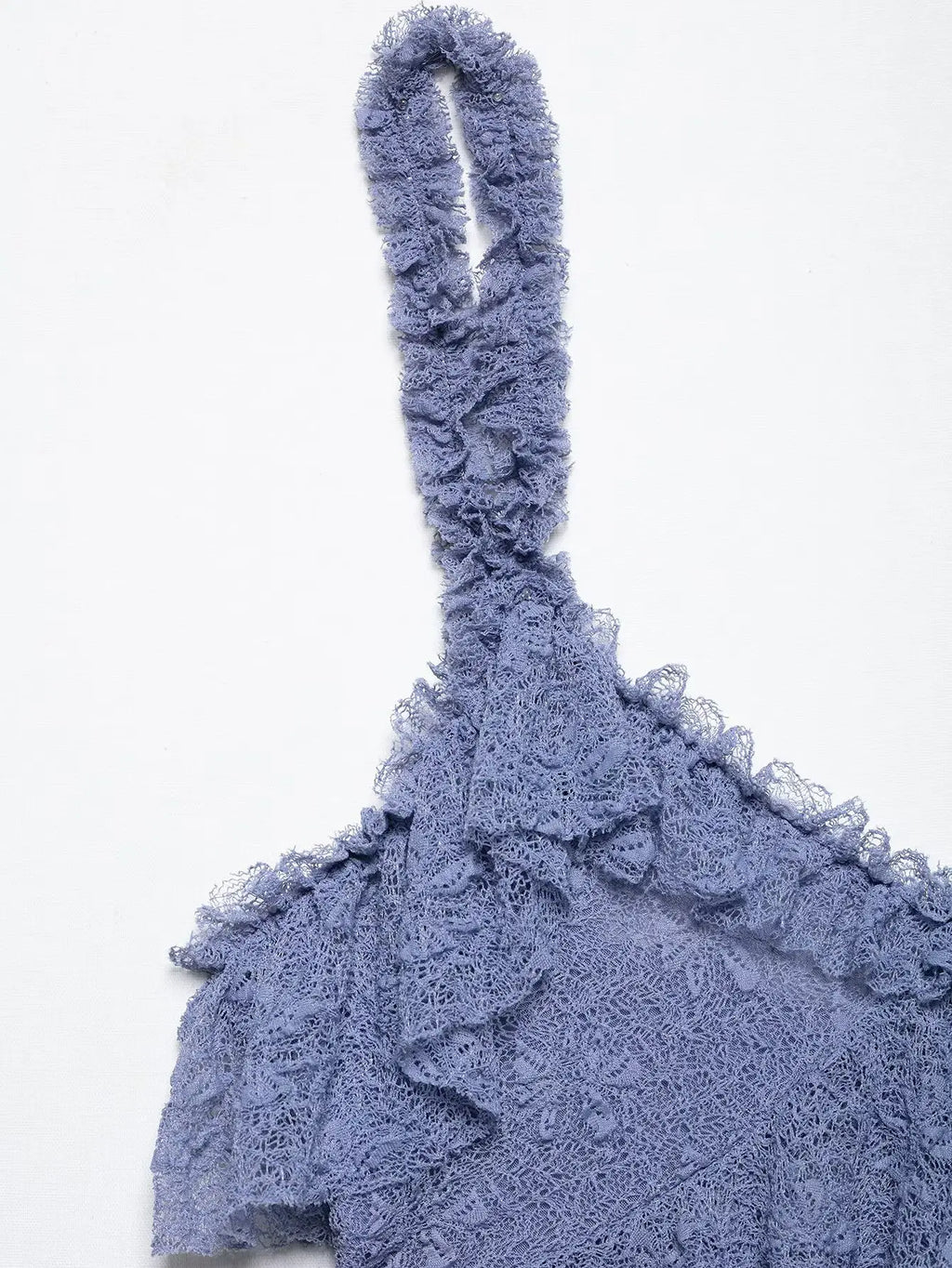 Pleated Ruffles Skirt & Lace Crochet Sling Camis Tank V Neck Top Set