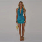 Glam Sequin Halter Top And Pleated Backless Skirt Set