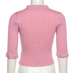Irregular Pink Cardigan With Removable Layer For Women Soft Knit Top Modern
