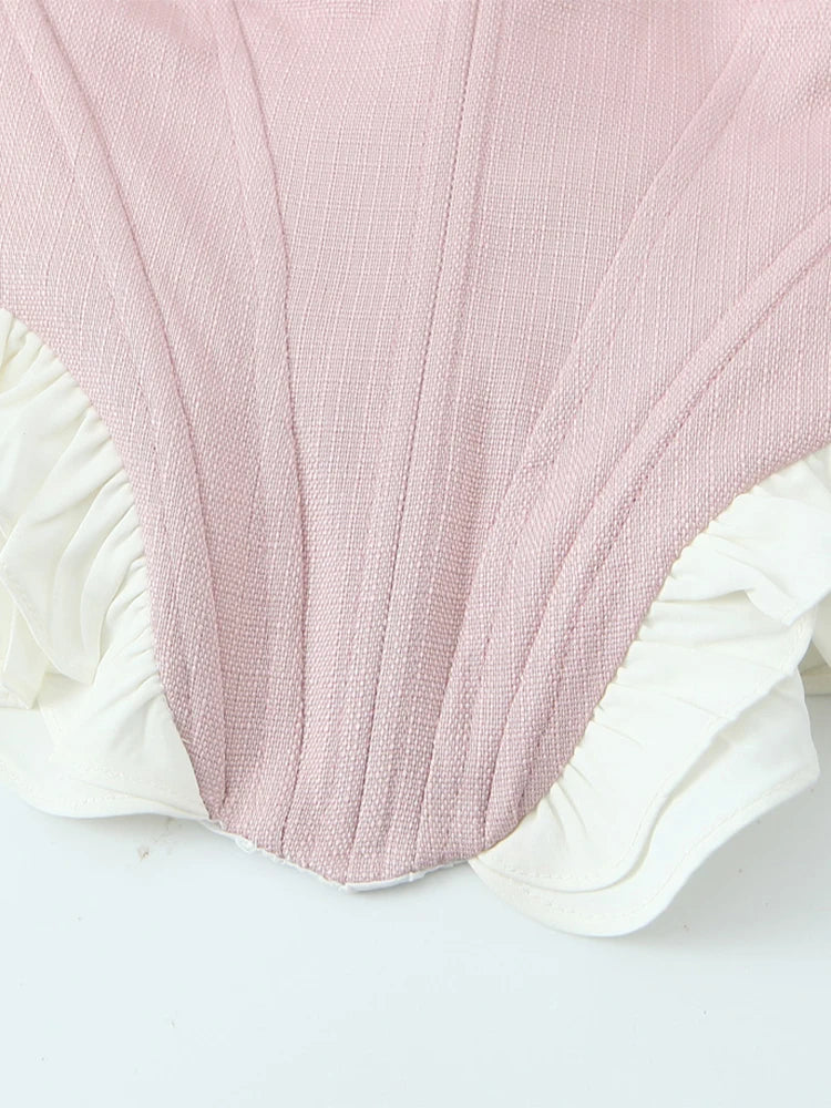 Fashion Bow Chic Fish Bone Tube Sexy Slim Backless Corset Y2K Strapless Cropped Top