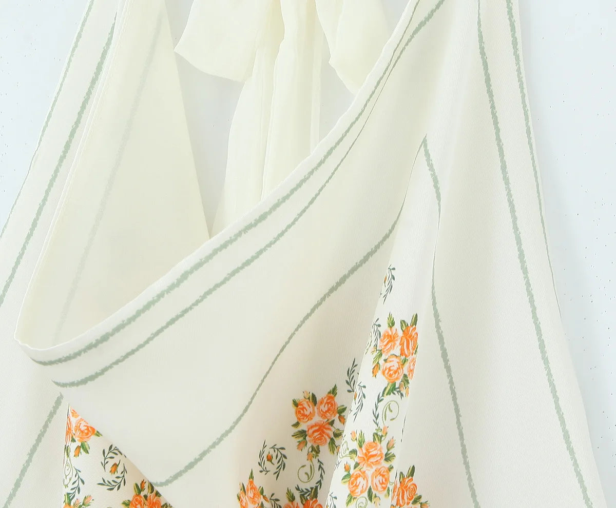 Floral Smocked Backless Halter Blouse Chic Top