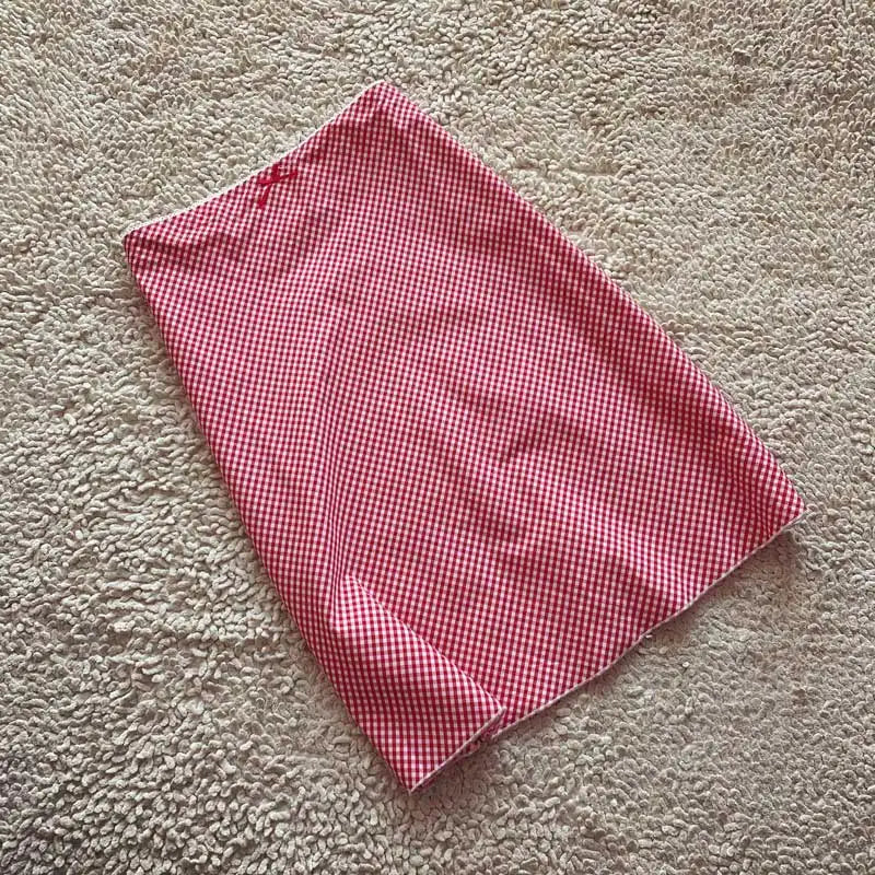 Vintage Button Up With Lace Trim Red Gingham Sleeveless Blouse Set