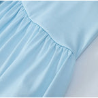 Blue Irregular Shawl Maxi Dress Slim Fit Pleated Turtleneck Elegant Evening