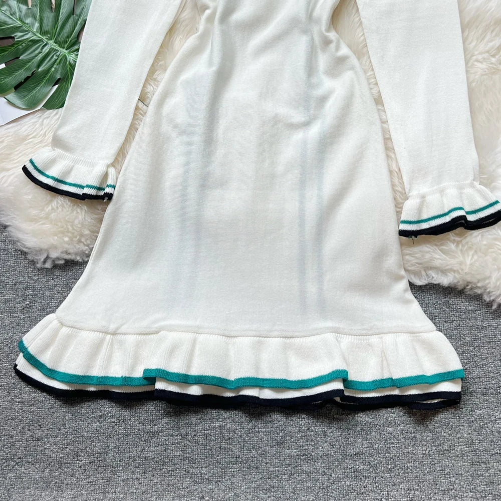 Knit Mini Dress With Ruffles