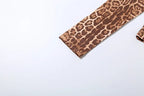 Leopard Print Mock Neck Tracksuit With Slim Capri Pants
