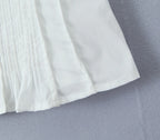 White Lace Trim Crop Top With Ribbon Bow Collar