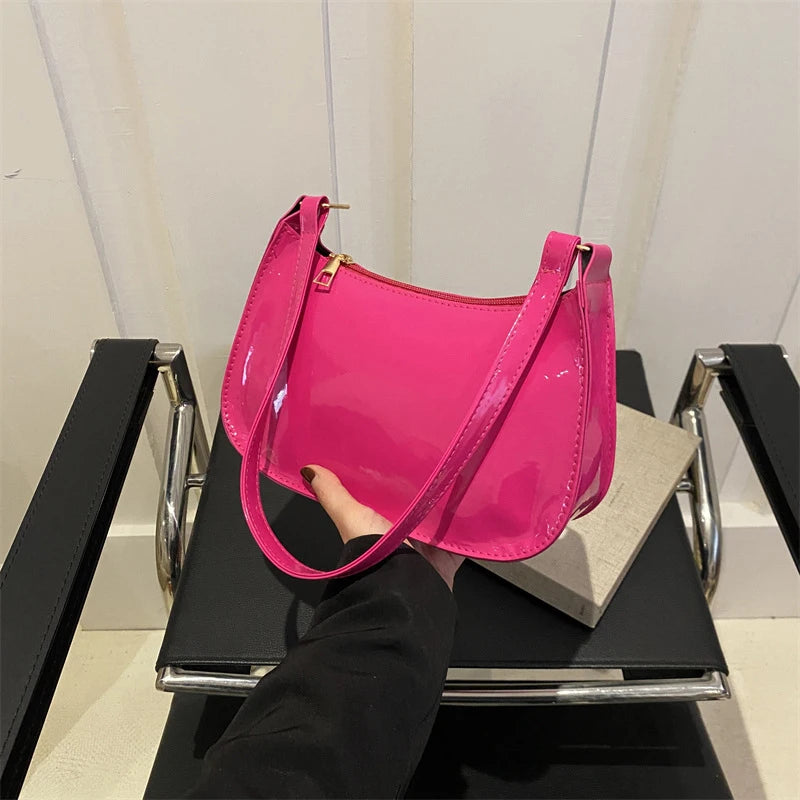 Retro Solid PU Leather Shoulder Bag For Women Chic Casual Hobo