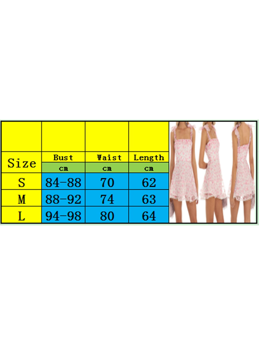 Double Layer Backless Cami Dress With Floral Print And Tie Up Shoulder Straps Mini Length