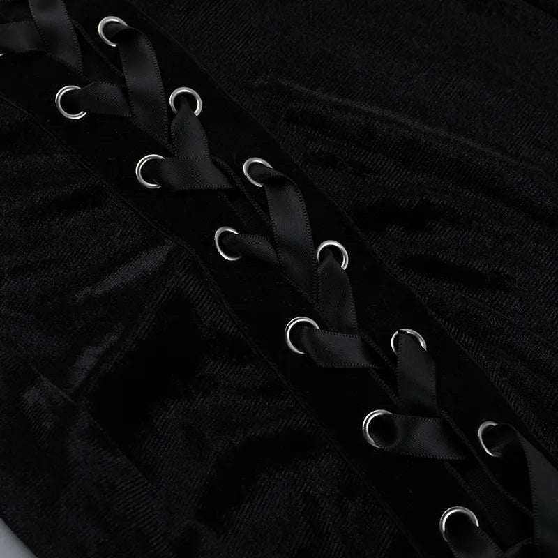 Velvet Gothic Gown With High Split Hem And Straps