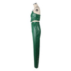 Corset Cutout Cargo Jumpsuit Two Piece Set Sleeveless PU Leather