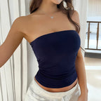 Open Back Knit Strapless Top