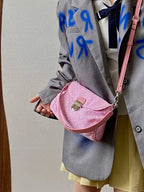 Contrast Color Star Print Crossbody Bag for Women Lightweight Shoulder Purse With Buckle