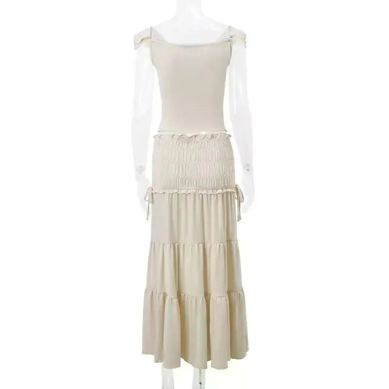 Ruffle 2 Piece Set Women Outfit Crop Top And Skirt Sets