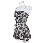 Floral Print Strapless Mini Dress With Ruffles Sleeveless Above Knee