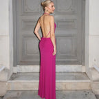 Coquette Sleeveless Ruched Cross Backless Bodycon Dress With V Neck And Ruffles