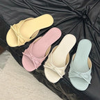 Butterfly Knot Open Toe Slides For Women Non Slip Flats