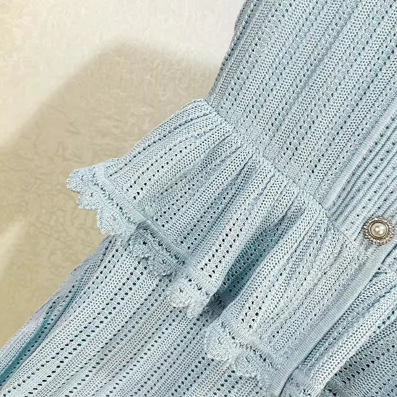 Lace Patchwork Dress With Ruffle Layers And Short Sleeves