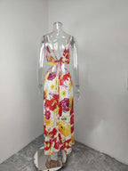Romantic Garden Party Floral Maxi Dress With V Neckline
