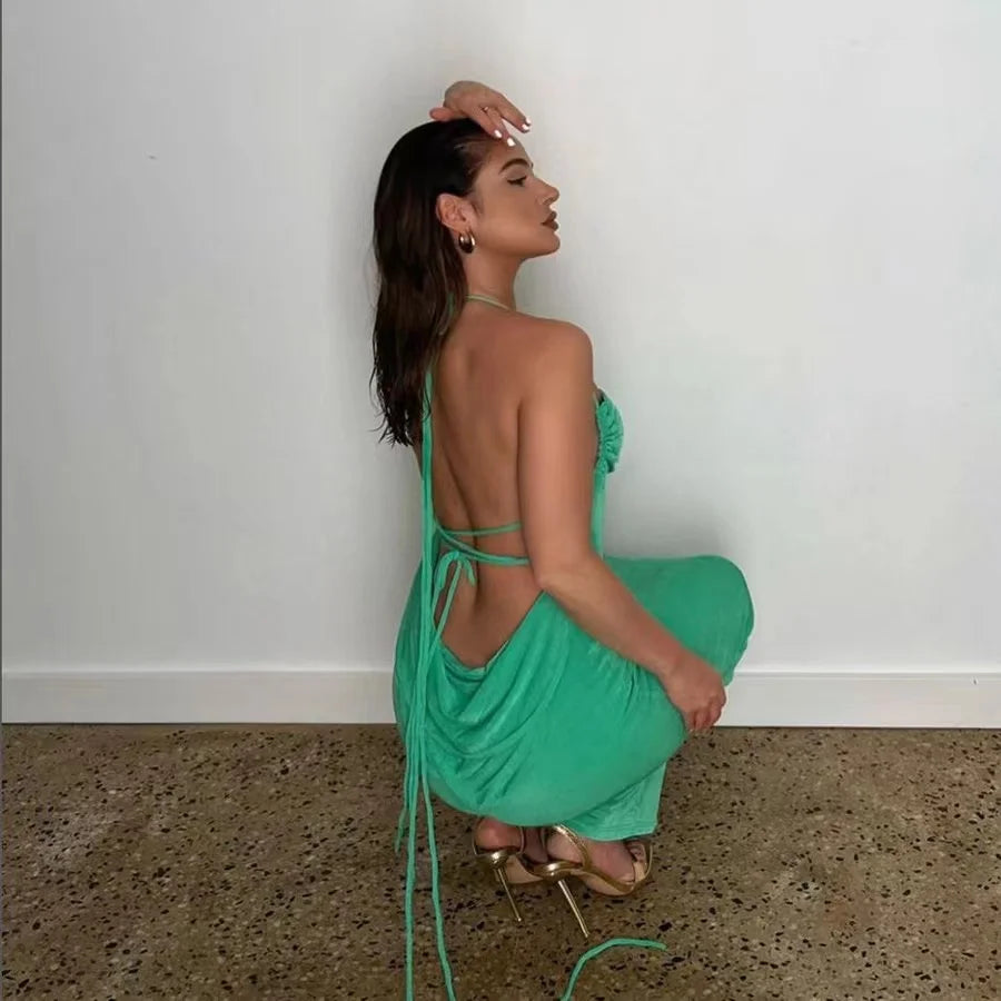 Backless Maxi Sundress With Spaghetti Straps