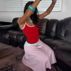 Colorful Spaghetti Strap Maxi Dress Slim Backless Sundress