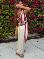 Boho Floral One Shoulder Camisole Tank Top With Asymmetrical Hem
