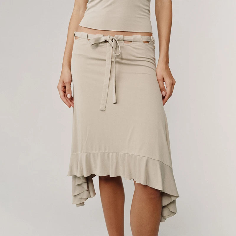 Fashion Irregular Lace Up Skirt