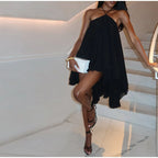 Halter Ruffles Dress Strapless Sleeveless Backless