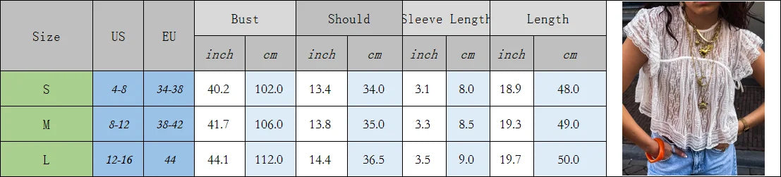 Fairycore Lace Mesh Babydoll Top Sheer See Through Cover Up With Floral Trim