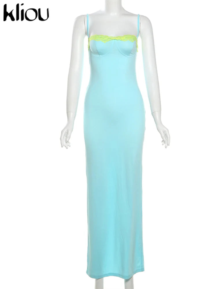 Lace Patchwork Backless Sheath Dress