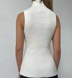 Women's Ribbed Turtleneck Knit Sleeveless Top