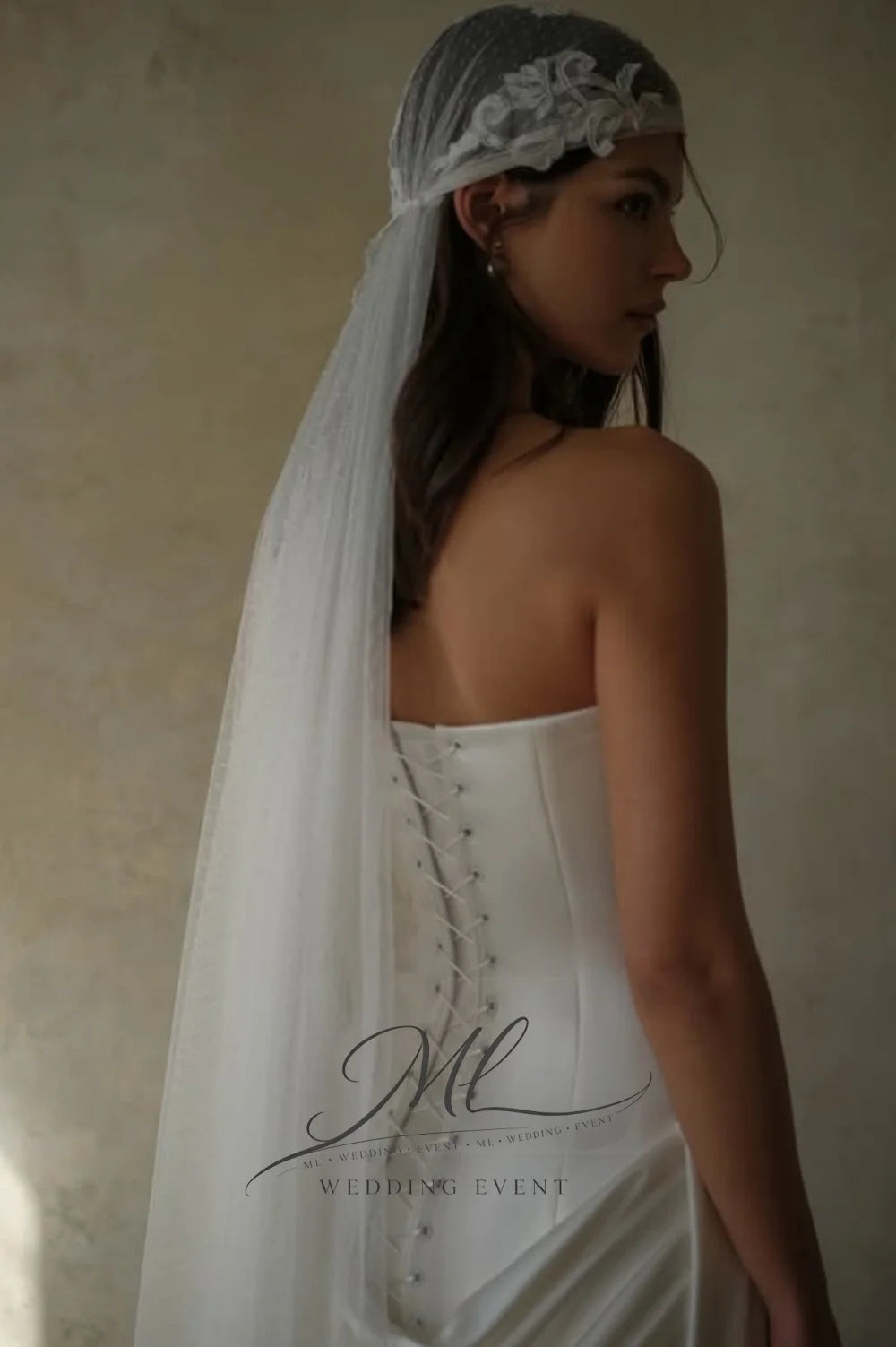 Strapless Embroidered Illusion Bridal Gown Corset Back