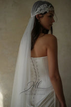 Strapless Embroidered Illusion Bridal Gown Corset Back